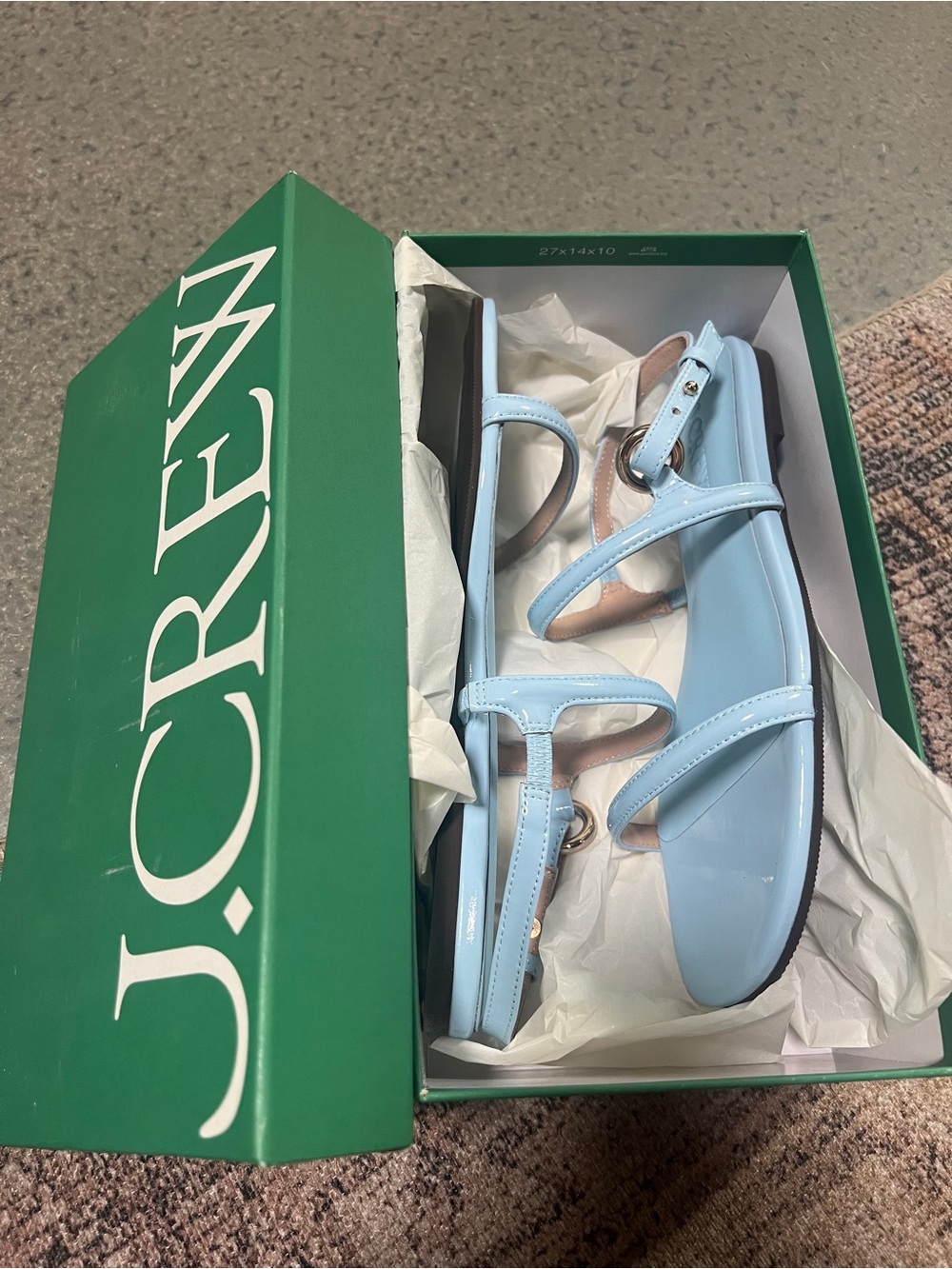 J. Crew Pale Blue Patent Leather Strappy Sandals